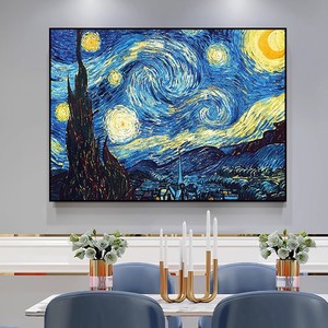 Reproduction de la Nuit étoilée de Van Gogh, peinture à l'huile peinte à la main, cadre métallique, effet 3D, art impressionniste, décoration murale pour salon - Product Image 3