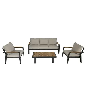 Ngoài Trời Vườn Teakwood Sofa 4 PCS Đặt Đồ Nội Thất Patio Đồ Nội Thất Sofa