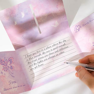 Carte de vœux 3D en <span class=keywords><strong>carton</strong></span> à faire soi-même sur le thème de l'amour et des papillons de mariage, avec design de dessin animé, pour écriture manuscrite - Product Image 3