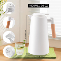 Carafe isotherme en verre pour café 1L, double paroi sous vide, écologique, sans BPA, garde au chaud/froid 24 heures, pour thé, eau, camping