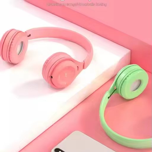 Foldable Custom High Quality Over-ear Earphones Y08 Cute Pink Headphones Girls Wireless Headset with Long Bettery Use for 6h