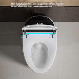 WC en céramique pour usage domestique, toilettes allongées monobloc à chasse automatique, bidet intelligent avec siège chauffant et télécommande - Product Image 3