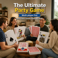 Jeu de cartes géant 8X Jumbo personnalisé, cartes de poker de qualité supérieure 37x26cm avec boîte en papier pour les fêtes de famille et les spectacles