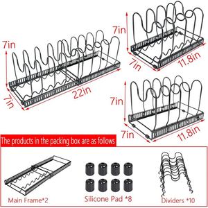 Organisateur extensible pour couvercles de casseroles et poêles, support de rangement pour couvercles de casseroles et poêles pour armoire - Product Image 6
