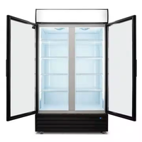 Réfrigérateur de présentation de boissons à refroidissement direct vertical à porte simple à température unique mécanique pour supermarché commercial