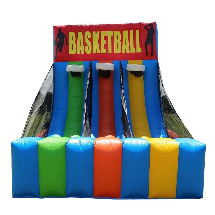 Inflatable Trampoline पार्क बच्चों एन वयस्कों रंगीन Inflatable बास्केटबॉल शूटिंग खेल बास्केटबॉल घेरा कनेक्ट 3 में एक पंक्ति खेल