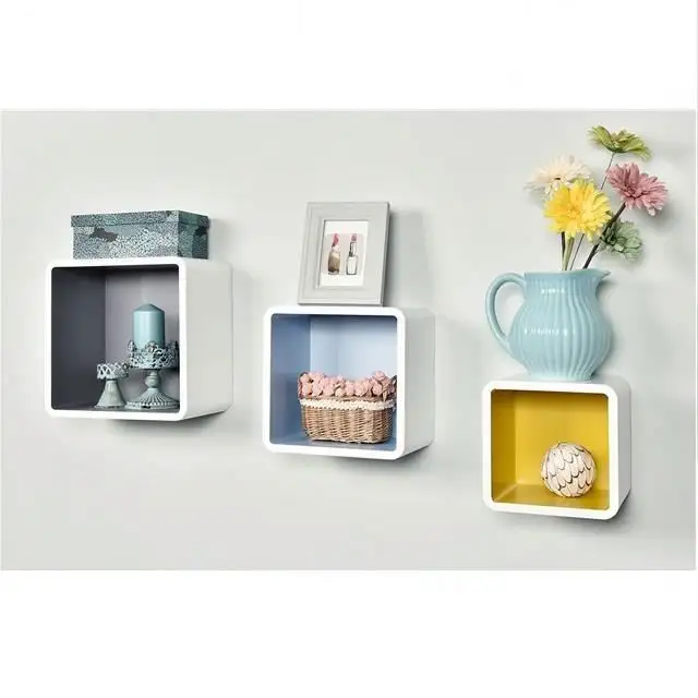 Wooden MDF decorative cube wall mount Cubbiy shelf