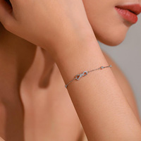 Bracelet Mylove personnalisé en argent sterling 925 plaqué rhodium avec micro-pavé de zircons cubiques, motif nœud Mobius infini, vente en gros