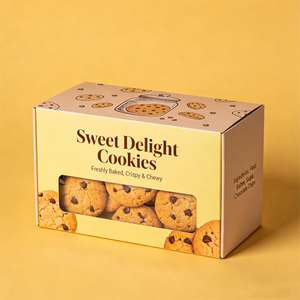 กล่องเบอร์เกอร์กระดาษคราฟท์ขนาดพิเศษ พร้อมช่องใส่คุกกี้ กล่องเบเกอรี่แบบใช้แล้วทิ้ง ป้องกันคราบไขมัน ขนาด 15x9x9 ซม. - Product Image 1