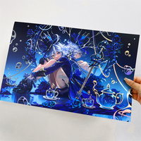 Kartu Holografik Anime Warna-warni Cetak Sublimasi Kustom, Cetak Kertas Berkualitas Tinggi, Kartu Koleksi Game Genshin Impact Kelas Atas