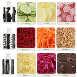 Râpe à fromage rotative, trancheuse multifonctionnelle manuelle, hachoir à légumes avec 3 lames interchangeables - Product Image 6
