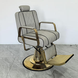 Grey Pu Leather Barber <b>Chair</b> Vintage Barber Shop Multifunctional Salon <b>Chair</b> with Swivel Customizable logo - Product Image 1
