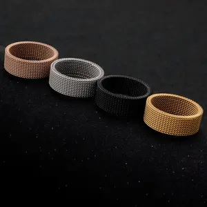 Roestvrij Staal Fashion Mannen Tat Ring Sieraden, Mesh Elastische Ring