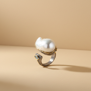<span class=keywords><strong>Bague</strong></span> en argent Sterling 925 à la mode, grande taille, naturelle, style Baroque, Design pour femmes - Product Image 3