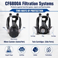 Masque respiratoire intégral réutilisable EN136 CE Force Shield, double mode, cartouche double à filetage 40 mm, 4 points, 3 couches, 5 ans