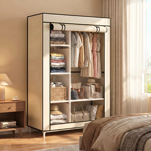 Fabric Modular Storage Wardrobe <b>Large</b> Capacity Hanging Clothes Rack Multi Layer Dust Proof Home Wardrobe - Product Image 4