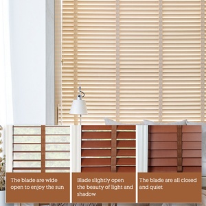 Stores enrouleurs sans fil économiques <span class=keywords><strong>de</strong></span> 2 pouces, stores vénitiens solaires intégrés <span class=keywords><strong>en</strong></span> faux <span class=keywords><strong>bois</strong></span> <span class=keywords><strong>de</strong></span> 50 mm pour fenêtre - Product Image 2