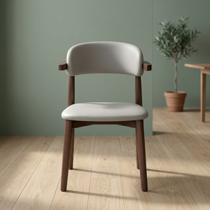 Fauteuil de salon moderne en cuir, dossier solide, pieds en bois, design ergonomique, style minimaliste, mobilier de maison - Product Image 5