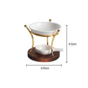 Kim Loại Không Điện Khuếch Tán Hương Thơm Tinh Dầu Ấm Hơn Nến Sáp Tan Ấm Hơn Tealight Tinh Dầu Burner Với Bằng Gỗ Plat - Product Image 6