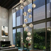 Suspension moderne à LED en spirale, boule de cristal, lustre suspendu pour le salon, villa, loft, salle à manger, cuisine