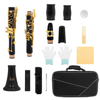 SLADE High-End Ebony Clarinet with Black Gold Key B-Tone Clarinet for Adult Beginner Performance Exam Black Pipe