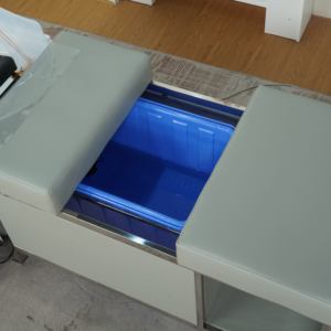 Poltrona da Parrucchiere in Acrilico Grigio Chiaro con Lavabo in Plastica, Circolazione d'Acqua Termostatica e Mobile Contenitore, Design Moderno e Semplice per Saloni di Bellezza - Product Image 4