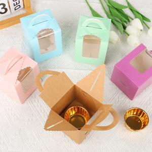 Duy nhất cupcake Pastry hãng số lượng lớn trắng cá nhân cupcake container chủ sở hữu Hộp bao bì với xử lý - Product Image 3