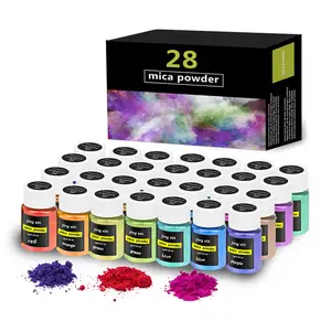 गर्म बेच 24 Colors मीका वर्णक पाउडर जार सेट DIY साबुन बनाने और Epoxy राल मोती पाउडर