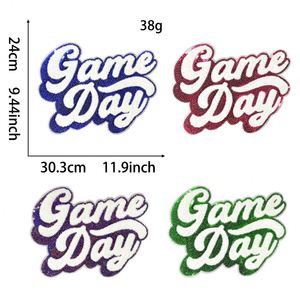 New Colorful 30cm/11.9inch Big Size <b>Iron</b> on Chenille Sequin Embroidered Gameday Sport Patch for T-shirt Hoodies - Product Image 1