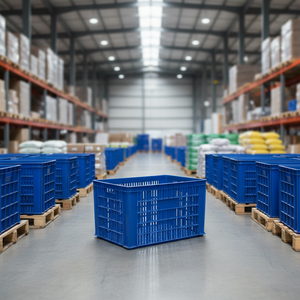 Boîte de rangement logistique en plastique avec fentes de ventilation perforées sur les côtés, <span class=keywords><strong>grille</strong></span> de base pour un flux <span class=keywords><strong>d</strong></span>'air à 360° - Empilable, durable, écologique - Product Image 2