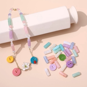 Perles cylindriques en acrylique colorées de 8 mm - Product Image 4