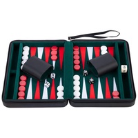 Ensemble de backgammon ODM sous marque privée pour cadeau d'entreprise, en similicuir bicolore, 9 pouces, complet avec gobelet à dés
