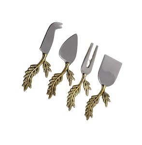 ชุดมีดชีสแบบกําหนดเองที่ยอดเยี่ยมของชุดช้อนส้อมเครื่องเงินขายร้อน 4 ชุดเครื่องมือตัดชีสพร้อมเครื่องตัดเครื่องตัดทองเหลือง - Product Image 1