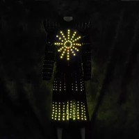 Сценический костюм LED Sparkle с RGB-подсветкой, дизайн робота, полноцветный, с экраном для отображения, для ночных клубов (унисекс, взрослый)