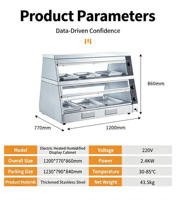 Vitrine chauffante commerciale pour poulet frit à double couche de 1,2 m – Présentoir de maintien au chaud pour la restauration rapide