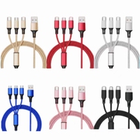Câble de données tressé en nylon 3-en-1 de 3 et 6 pieds, compatible Type-C 3.0, Micro-USB et 8 broches C, charge rapide 5A, compatible voiture, plusieurs tailles