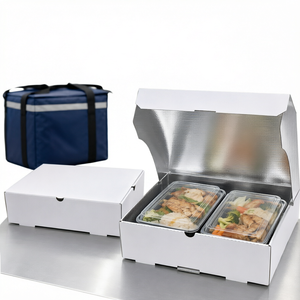 Boîte alimentaire rectangulaire en carton blanc avec doublure en aluminium, emballage auto-érectile portable pour la livraison de repas - Product Image 1
