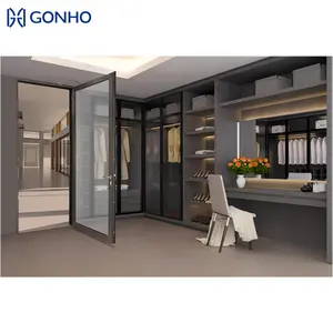 GONHO American Standard NFRC Commercial Double Panneau Aluminium Verre Porte battante Porte d'entrée