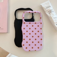 Coque de téléphone 2-en-1 en TPU+PC givré pour iPhone 14 15 16 17 Pro Max, bords ondulés, toucher confortable, antichoc, motif pois