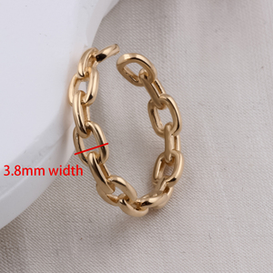 14K 골드 채워진 조정 가능한 3.8mm 폭 핑거 링 링크 체인 패턴 오픈 링 쥬얼리 매치 남성과 여성을위한 일일 의상 - Product Image 2