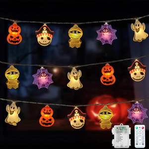 Luces Navideñas al por Mayor Howlighting de Alta Calidad, Decoraciones Festivas de Halloween, Cadena de Luces LED con Diseño de Calabaza, Murciélago y Araña - Product Image 6