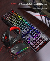 Ensemble clavier et souris de jeu RGB ultra-mince 4 en 1, filaire, ergonomique, étanche, touches flottantes, accessoires de jeu