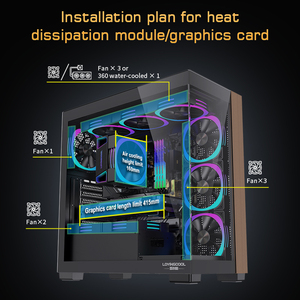 Lovingcool Full View <span class=keywords><strong>Gaming</strong></span> Case per <span class=keywords><strong>Computer</strong></span> e torri in vetro temperato <span class=keywords><strong>Gaming</strong></span> ATX custodia per PC con pannello in legno - Product Image 2