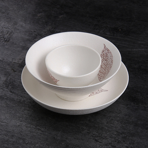 Elegante juego de vajilla de cerámica mate con patrón de hojas Frost Technic cuencos de sopa y plato vajilla para uso en restaurante - Product Image 2