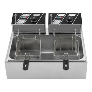 Friteuse électrique professionnelle à double cuve en acier inoxydable - Product Image 1