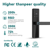 Goedkope elektronische voordeurvergrendeling Tuya TT biometrische code vingerafdruk app slimme cloud aluminiumlegering graad C WF24 houten deur