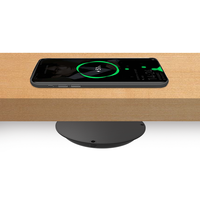 Chargeur sans fil dissimulé certifié CE/RoHS 30 mm, en matériau PC ignifuge, sortie 10W 1A pour téléphone, pour tables réglables en hauteur