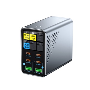 Cargador Rápido USB C de 165W, Estación de Carga GaN III de <span class=keywords><strong>6</strong></span> Puertos con Pantalla Inteligente, HUB PD PPS de 140W para Múltiples Dispositivos - Product Image 1