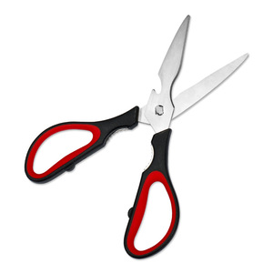 <b>Kitchen</b> <b>Scissors</b> Stainless Steel Straight Head Black And Red Home Use - Product Image 1
