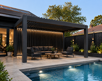 Pergola bioclimatique à toit à lamelles télécommandées, gazebo de jardin, pergola motorisée en aluminium imperméable pour l'extérieur